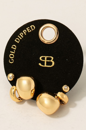 Secret Box Gold Dipped Mixed Hoop And Stud Earrings Set