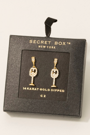Secret Box Gold Dipped Secret Box Wine Glass Stud Earrings