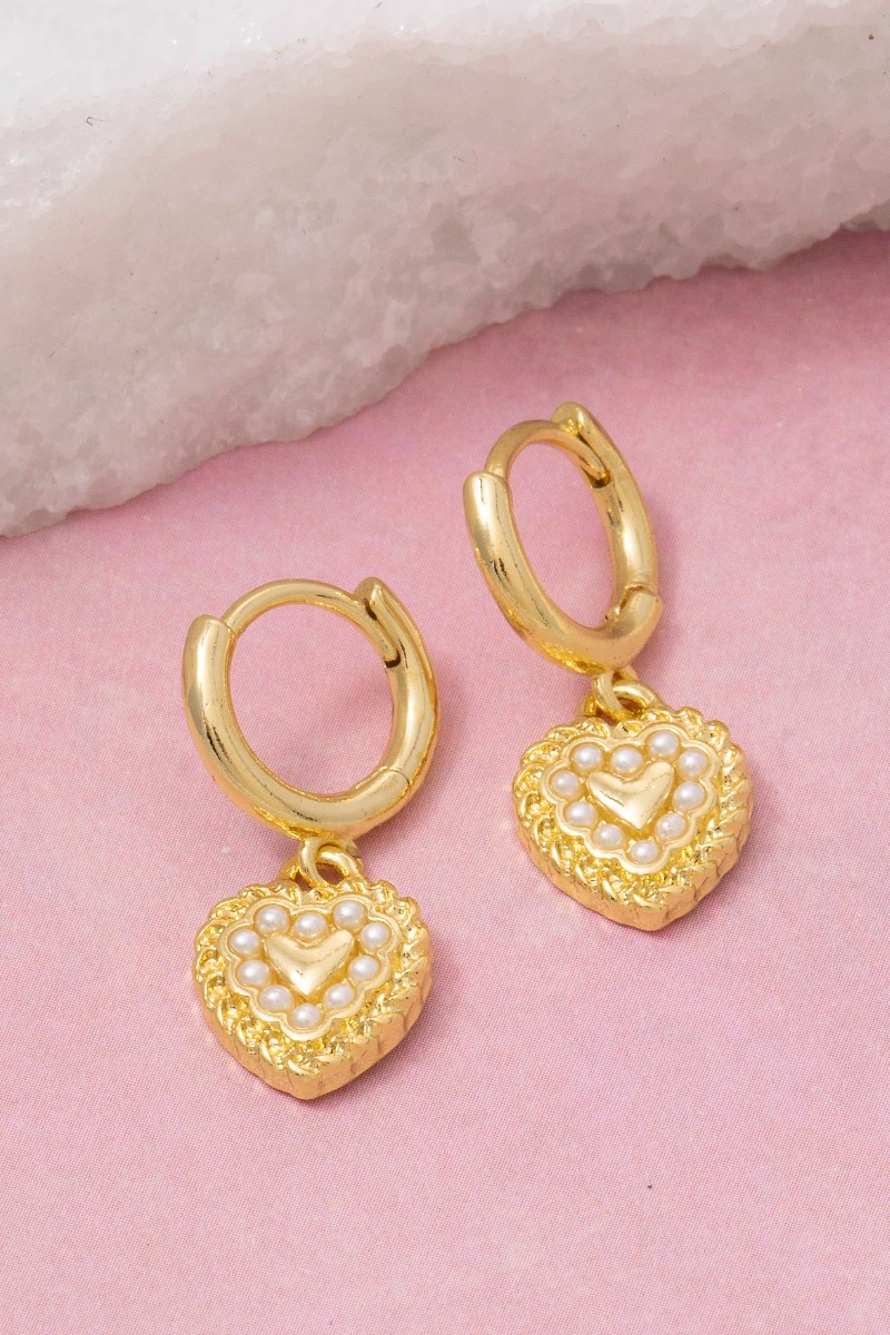 Secret Box Gold Dipped Mini Heart Drop Earrings