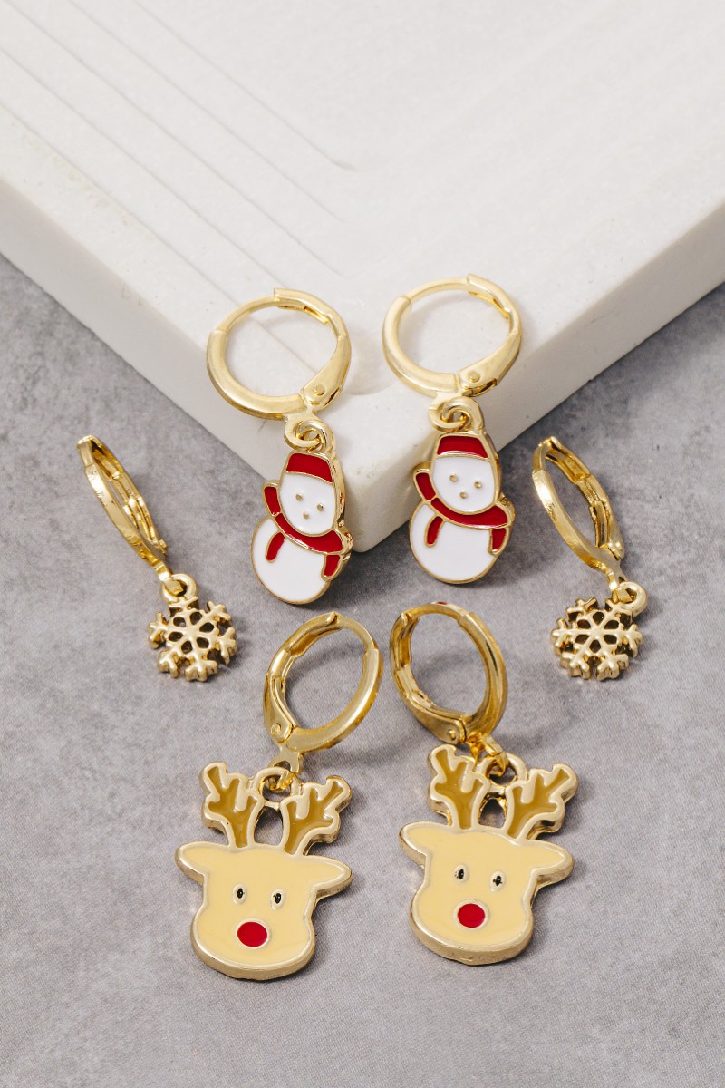 Secret Box Gold Dipped Festive Christmas Stud And Hoops Earrings Set