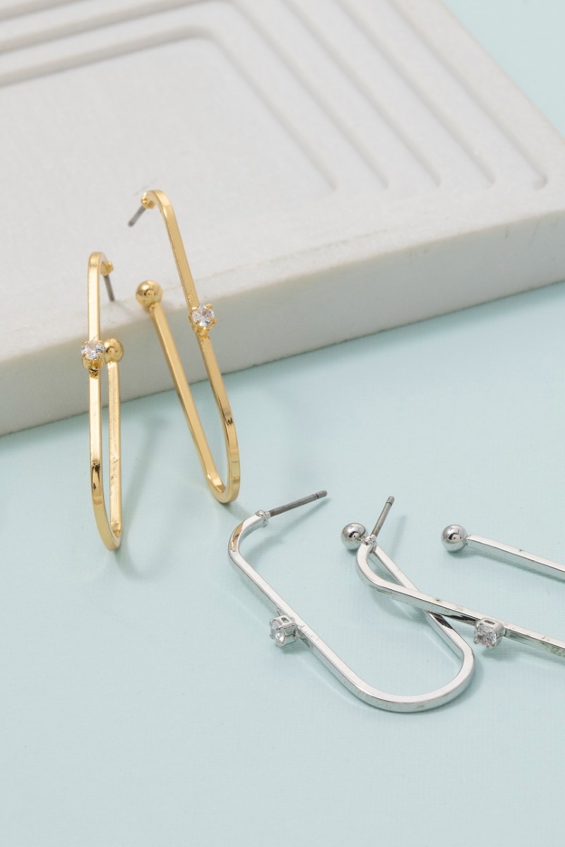 Secret Box Gold Dipped Thin Oval Hoop Earrings