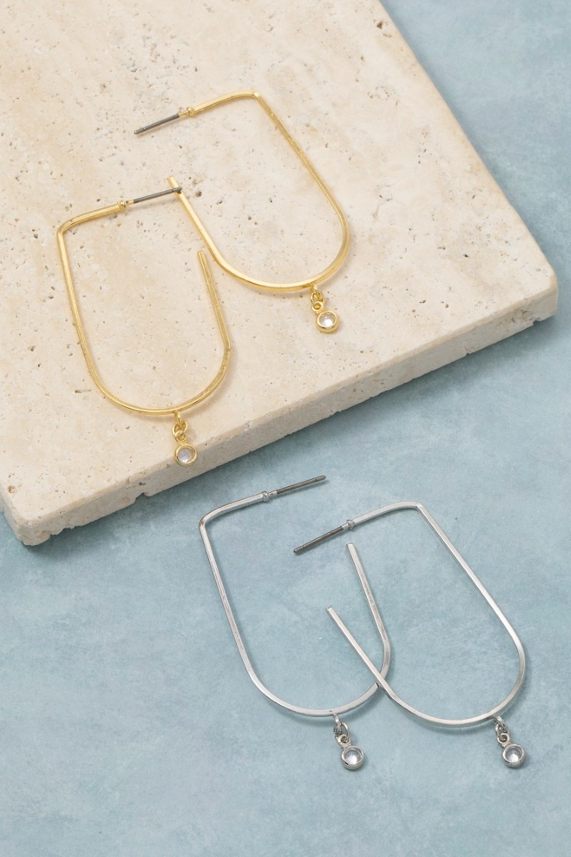 Secret Box Gold Dipped Cz Thin Hoop Earrings