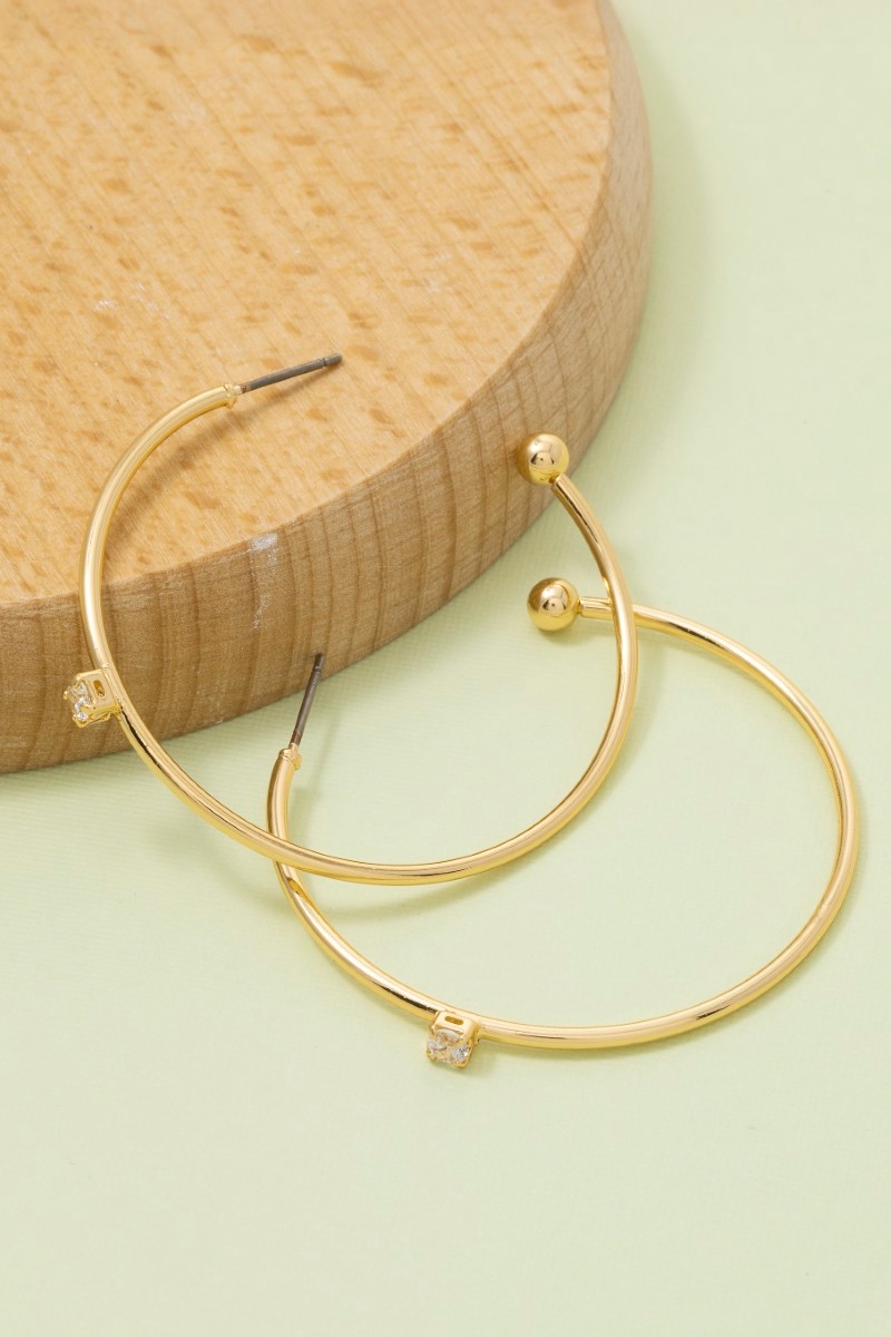 Secret Box Gold Dipped Cz Round Hoop Earrings