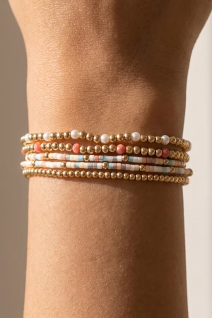 Pearl Accent Beaded Stretch Bracelet Set