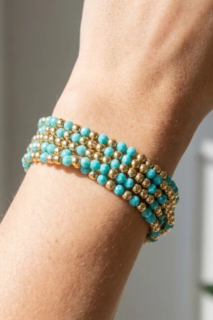 Crystal Ball Bead Multi Strand Stretch Bracelet