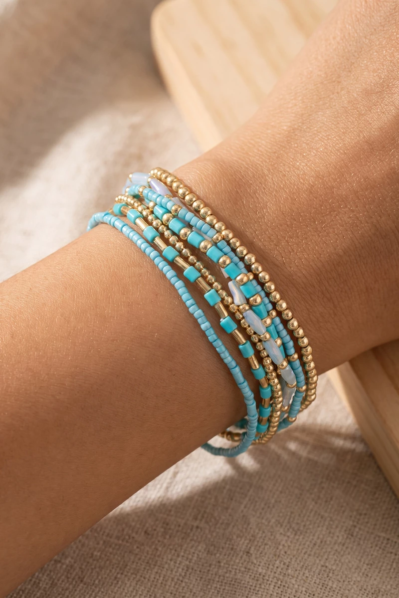 Beaded Heishi Stretch Bracelet Stack