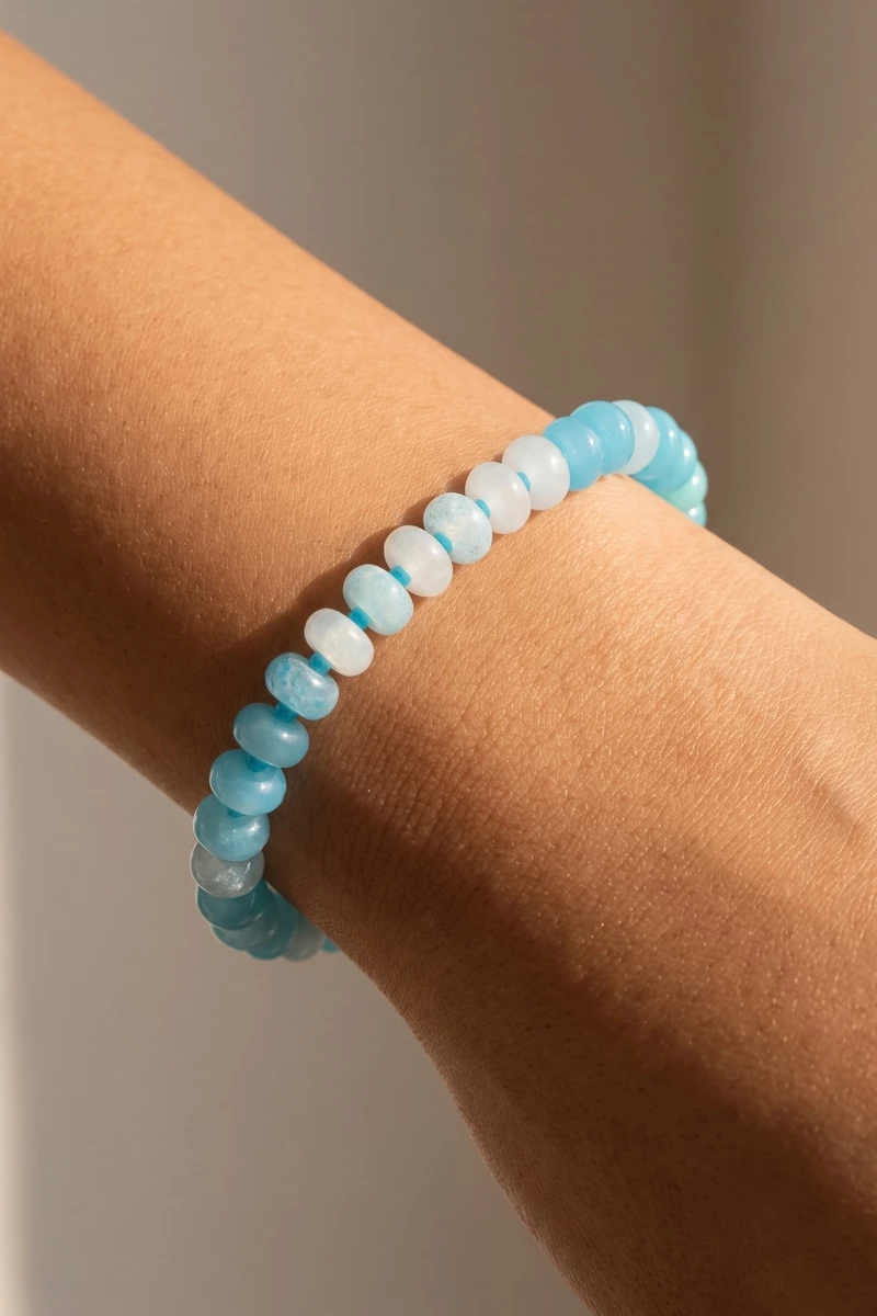 Semi Precious Stone Rondelle Stretch Bracelet