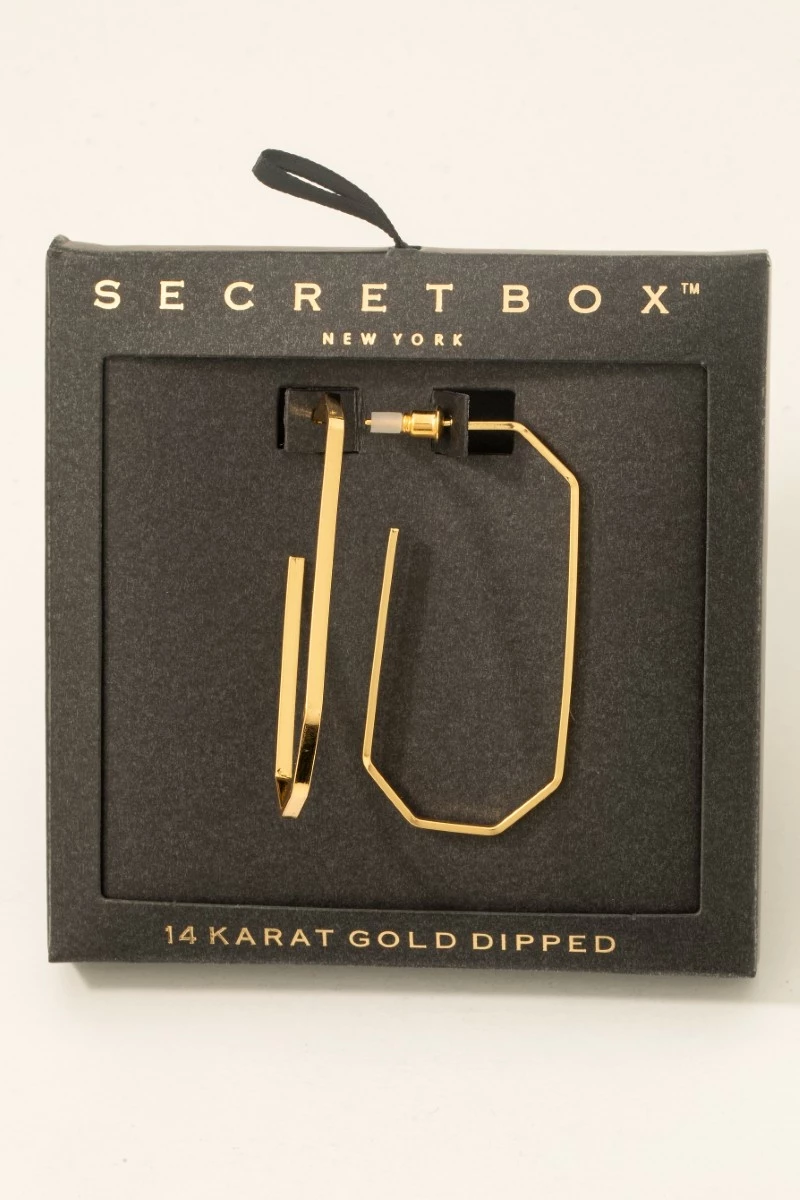 Secret Box Gold Dipped Long Oval Hoop Earrings