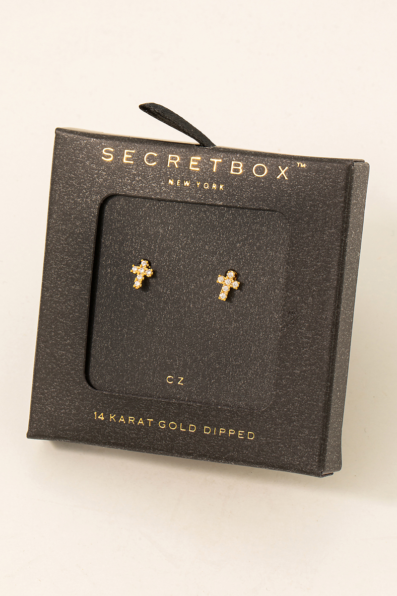Gold Dipped Mini Cross Stud Earrings
