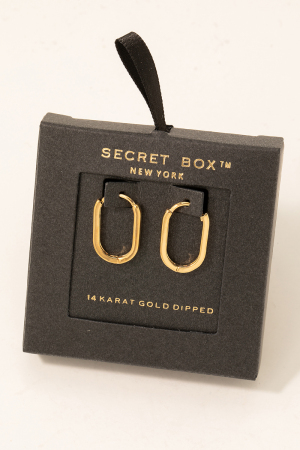 Gold Dipped Oval Latch Hoop Earrings