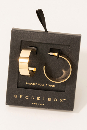 Secret Box Gold Dipped Flat Hoop Earrings