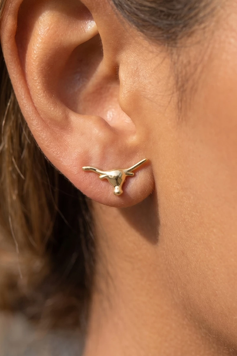 Secret Box Gold Dipped Longhorn Stud Earrings