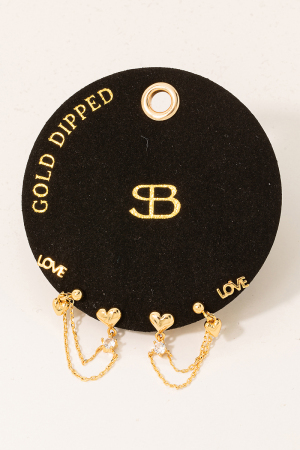 Gold Dipped Heart And Love Earrings Set