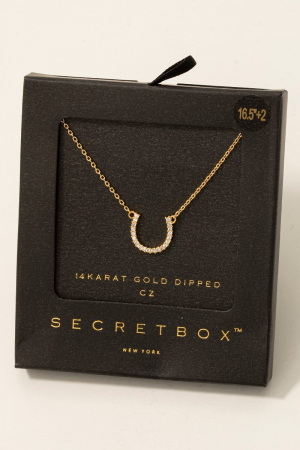 Secret Box Gold Dipped Horse Shoe Pendant Necklace