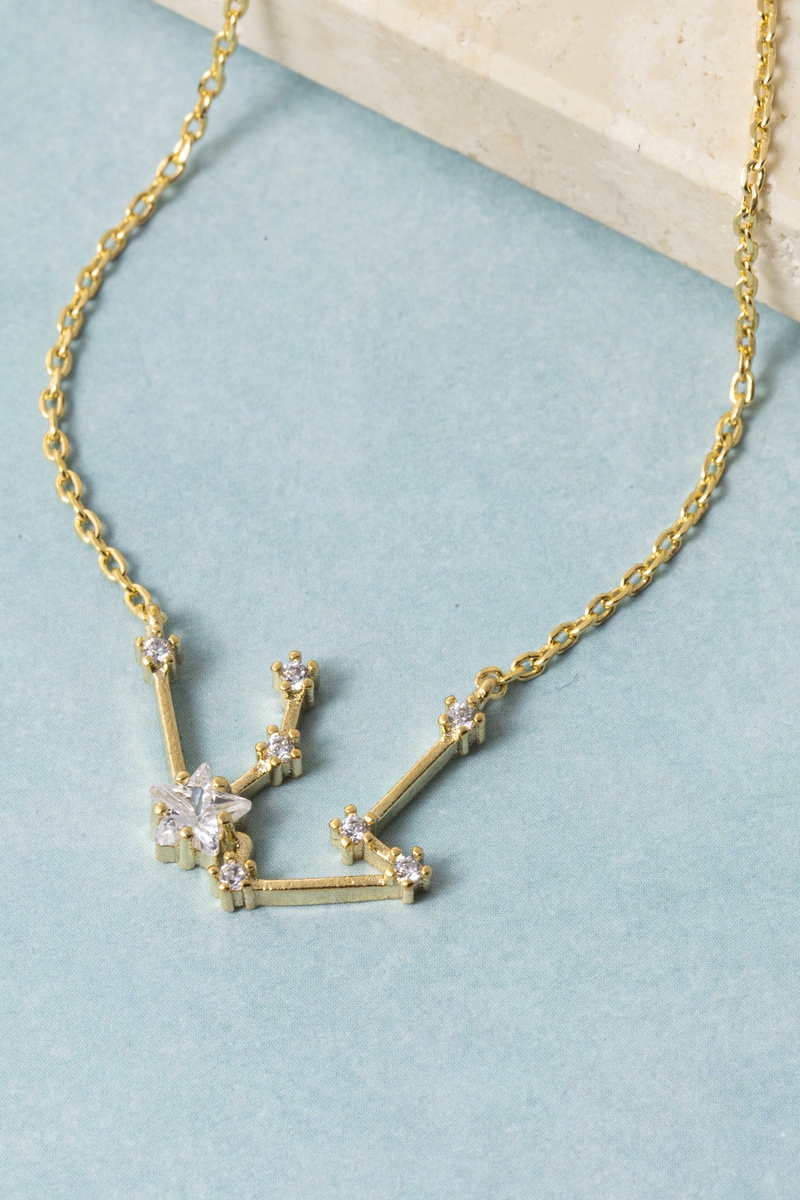14K Gold Dipped Aquarius Constellation Cz Necklace