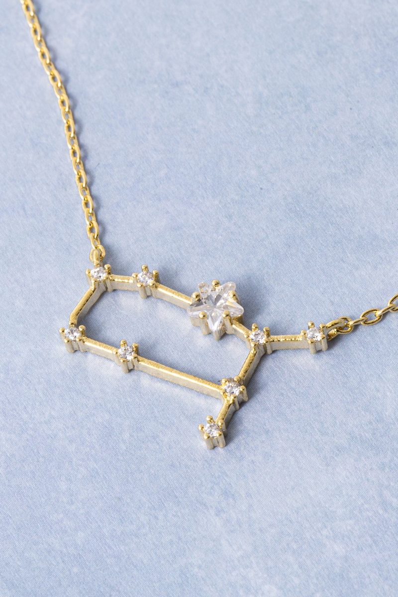 14K Gold Dipped Gemini Constellation Cz Necklace
