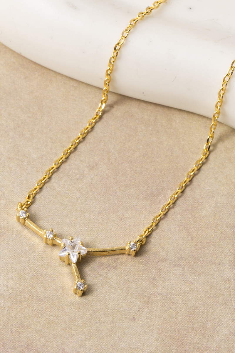 14K Gold Dipped Cancer Constellation Cz Necklace