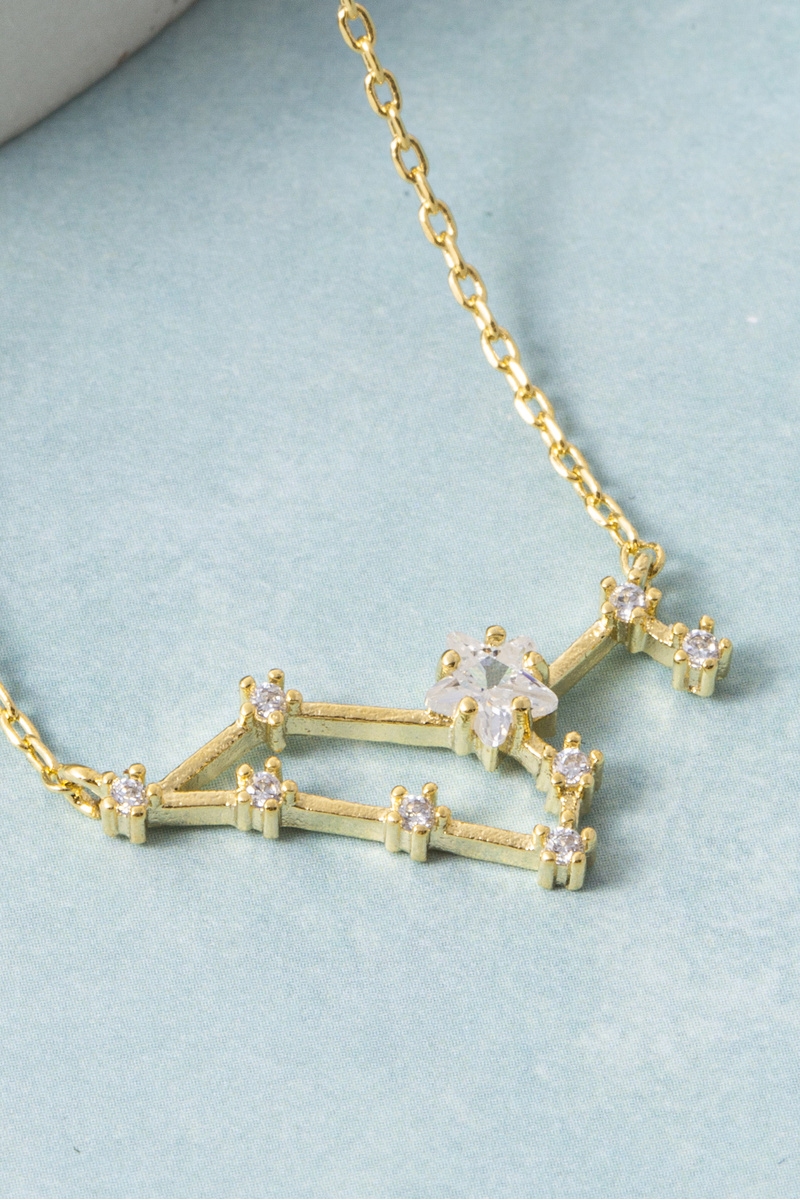 14K Gold Dipped Leo Constellation Cz Necklace