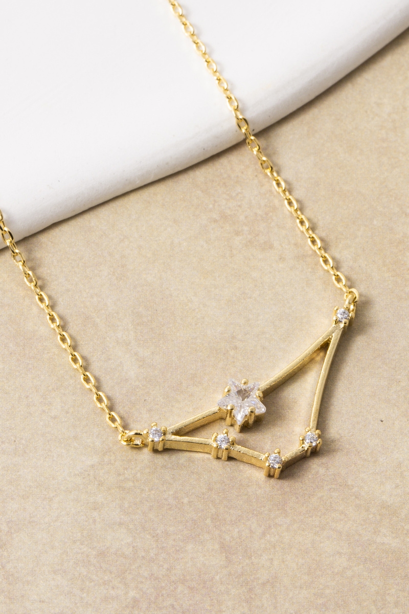 14K Gold Dipped Capricorn Constellation Cz Necklace