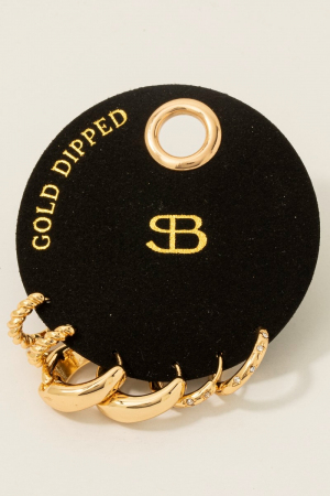 Secret Box Gold Dipped 3 Pair Hinge Hoop Earrings Set