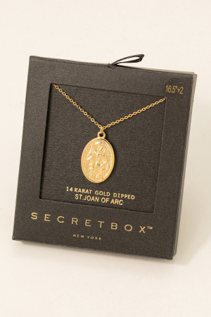 Gold Dipped St Joan Of Arc Pendant Necklace