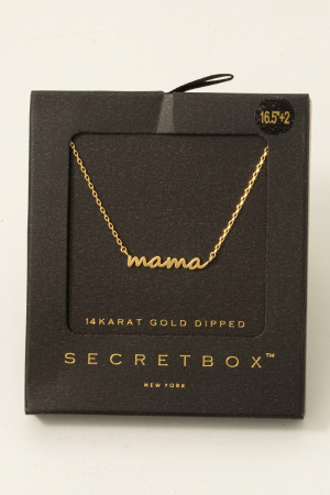 Secret Box Gold Dipped Dainty Mama Pendant Necklace