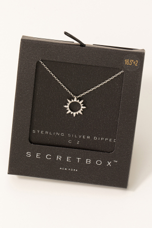 Secret Box Pave Circle Sun Charm Necklace