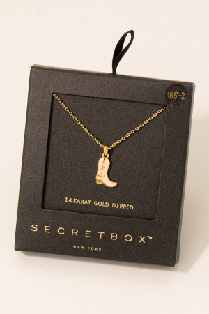 Secret Box Western Cowboy Boot Charm Necklace
