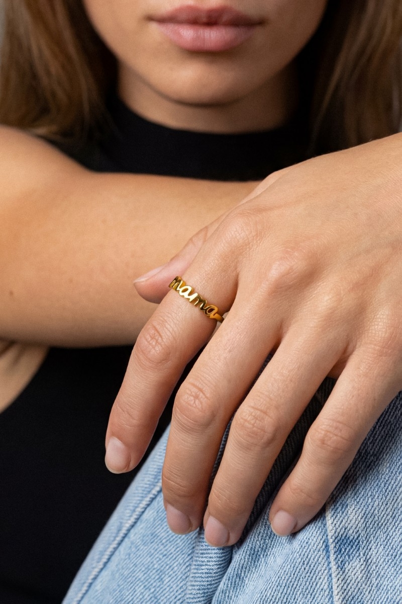 Secret Box Gold Dipped Mama Print Ring