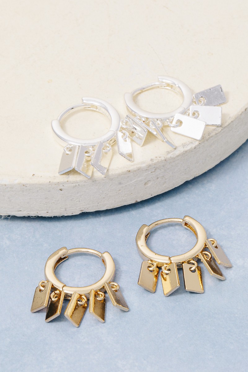 Secret Box Gold Dipped Tag Charms Hoop Earrings