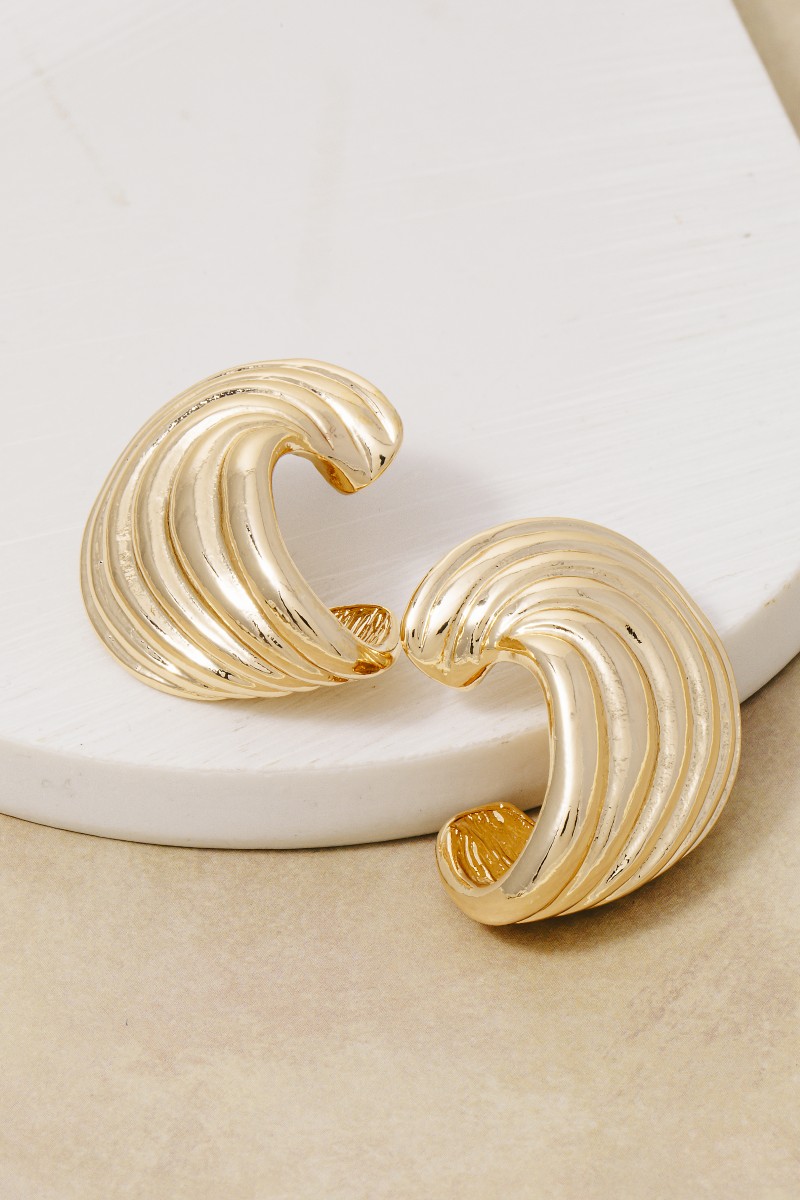 Secret Box Gold Dipped Layered Spiral Stud Drop Earrings