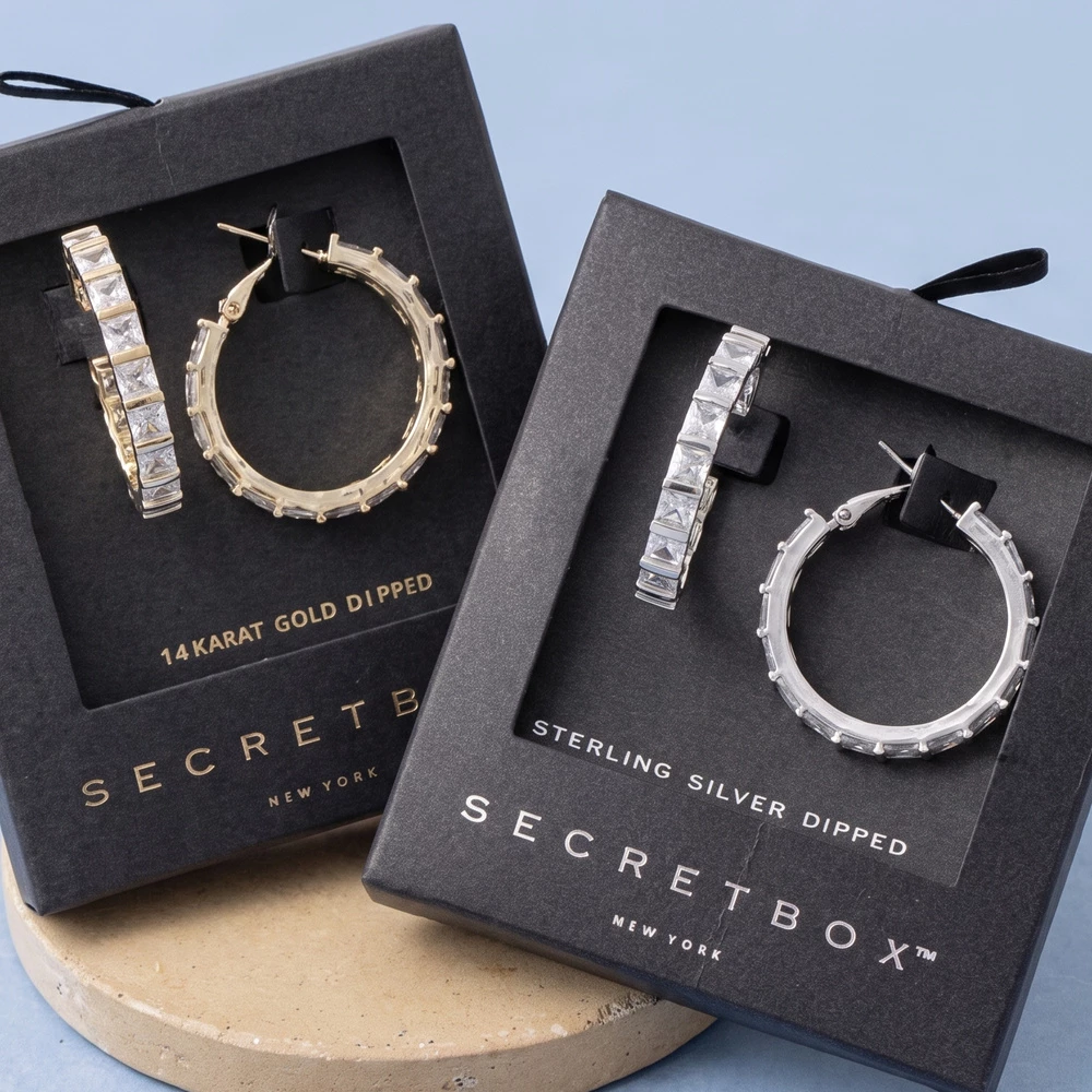 Princess Cz Channel Set Hoop Earrings