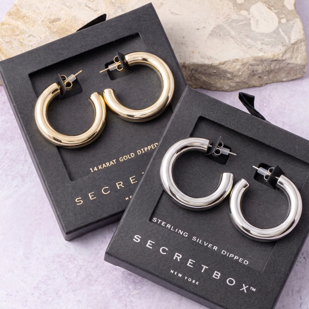 Small Chunky Tube Open Hoop Earrings