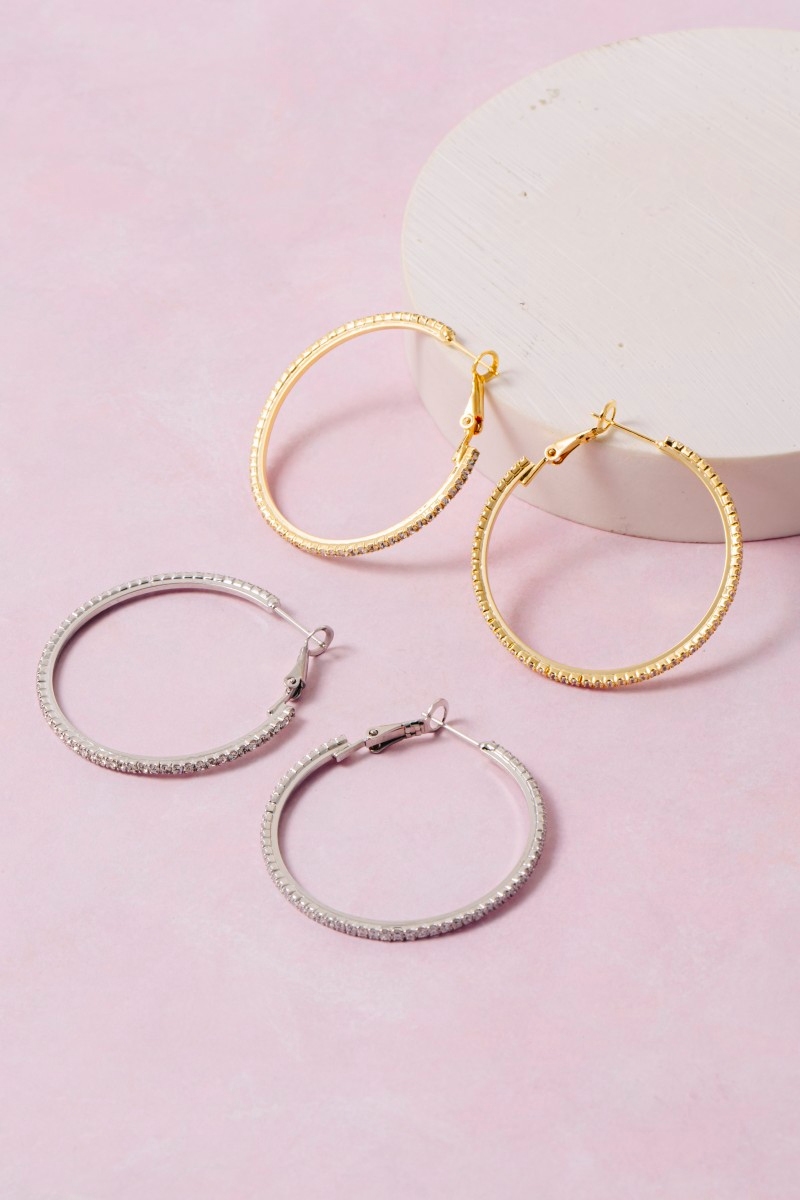Gold Dipped Large Cz Inside-Out Hoop Earrings