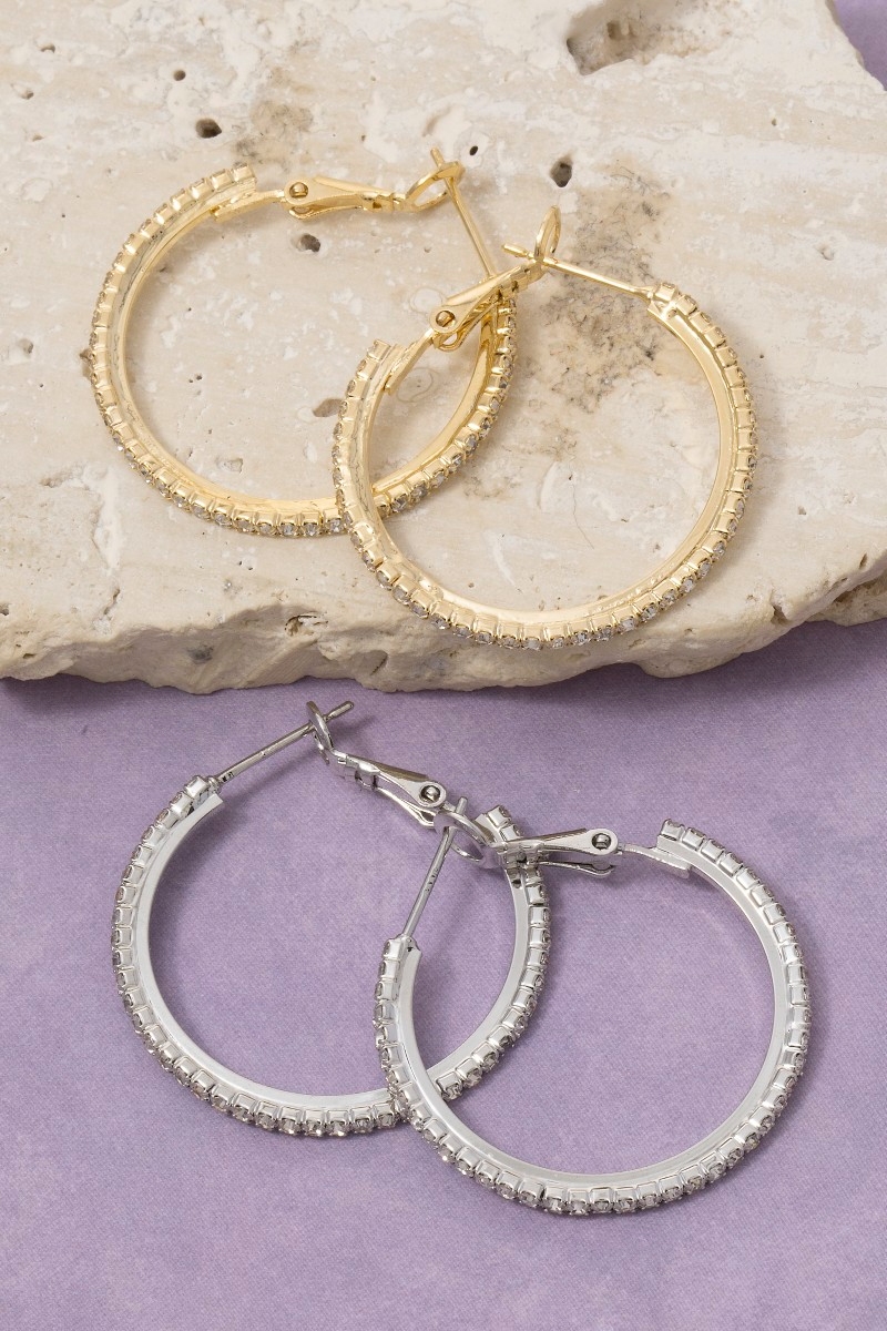 Secret Box Gold Dipped Cz Hoop Earrings