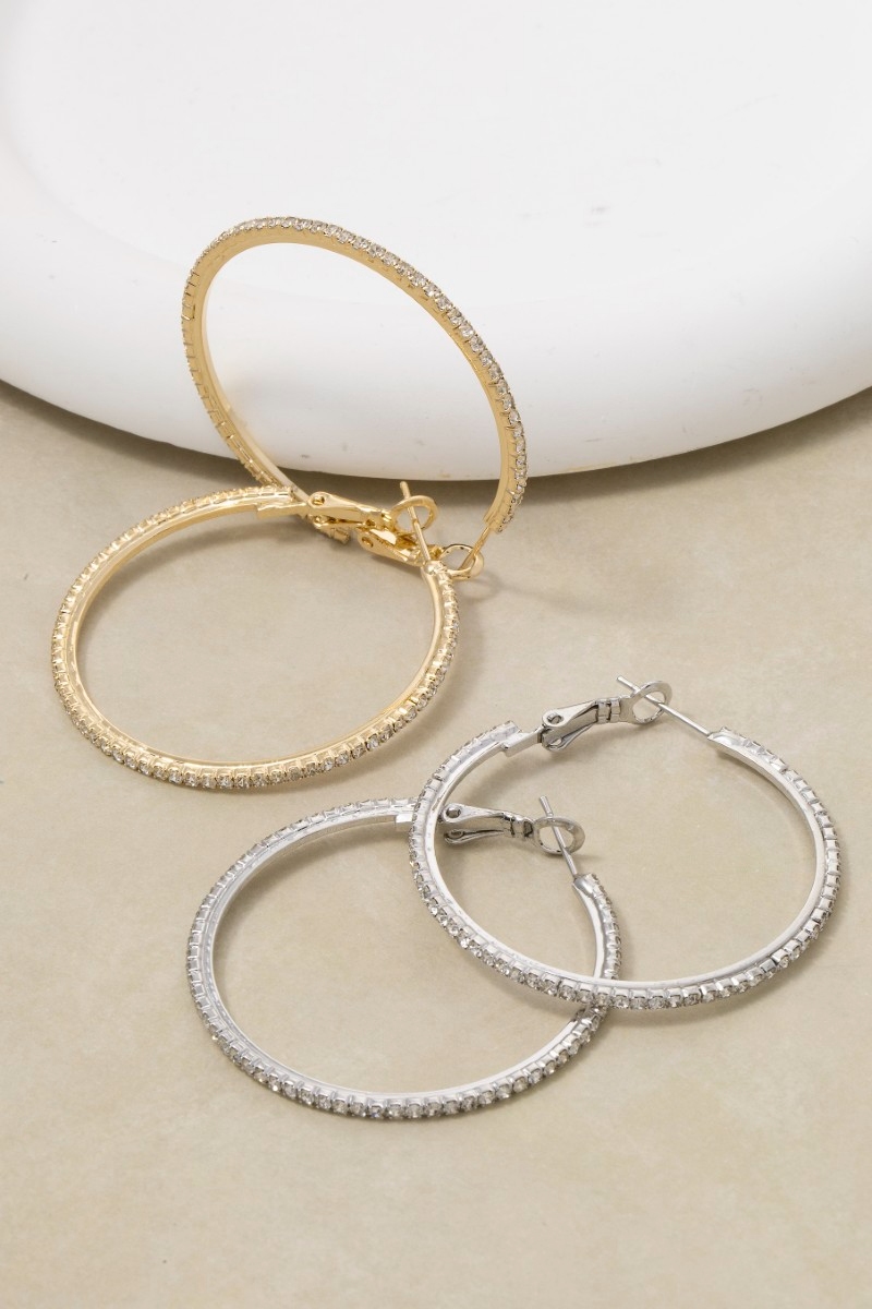 Secret Box Gold Dipped Cz Latch Hoop Earrings