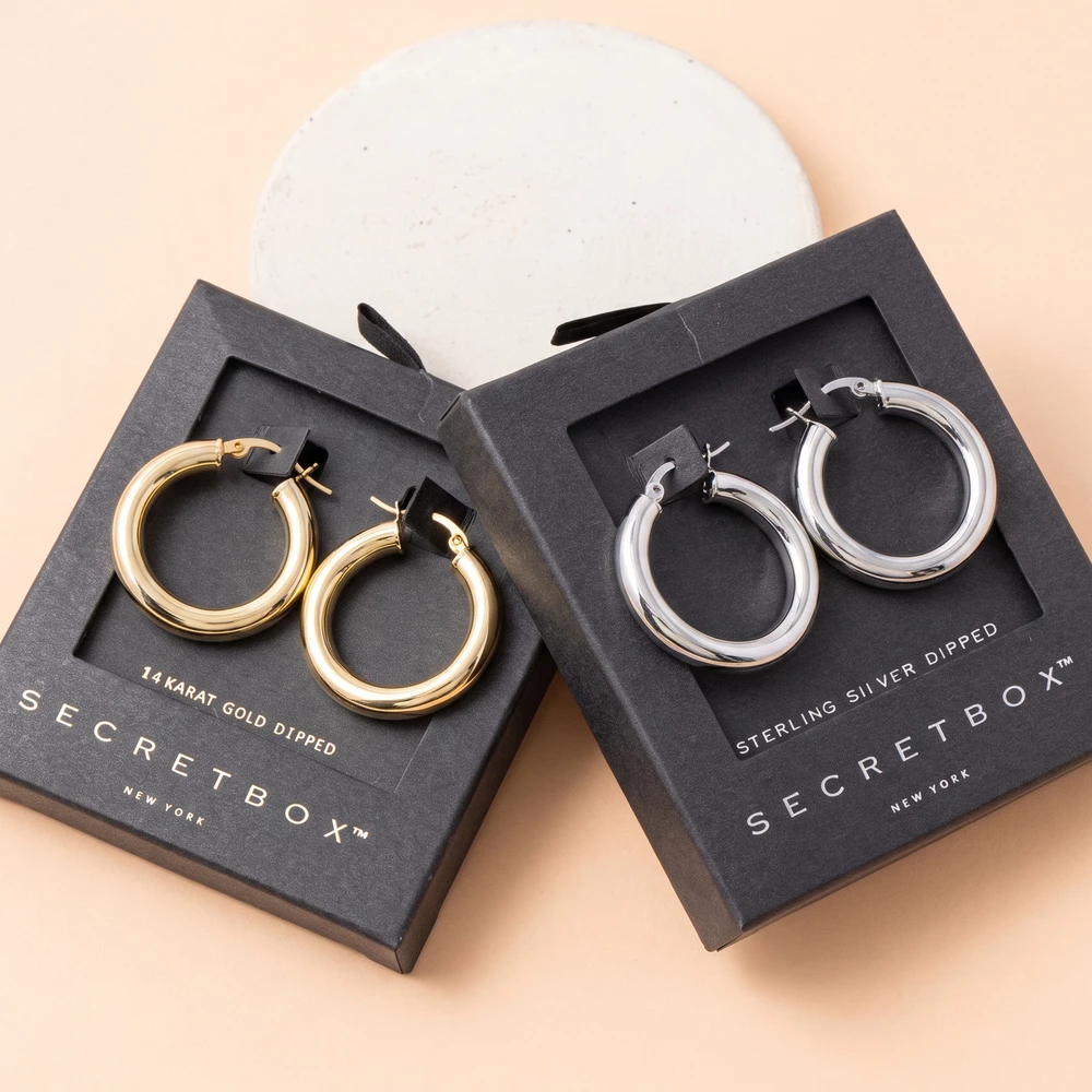 Polished Tube Latch Back Hoop Earrings