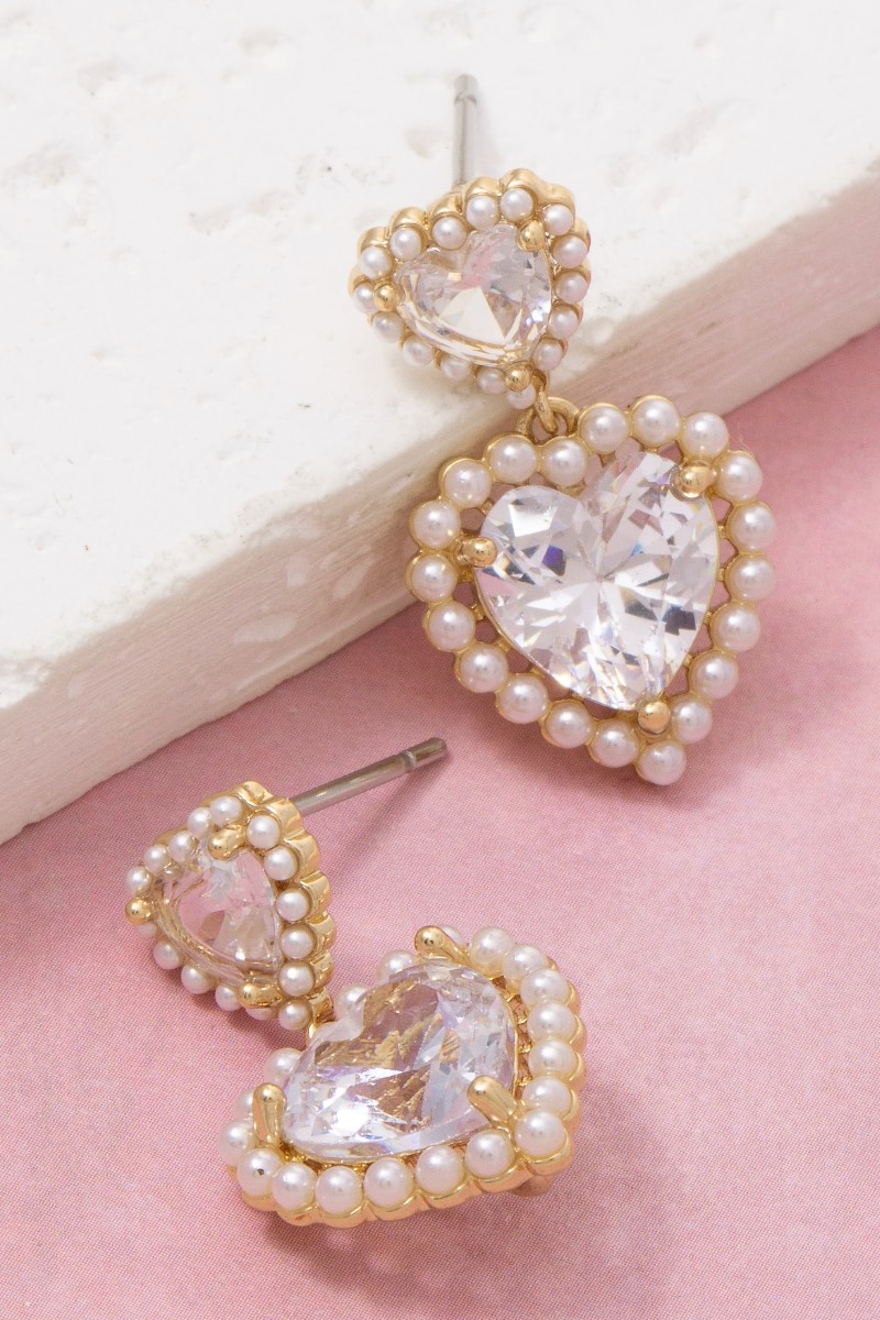 Secret Box Gold Dipped Cz Heart Drop Earrings