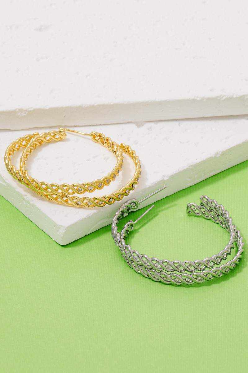 Secret Box Gold Dipped Woven Wire Hoop Earrings