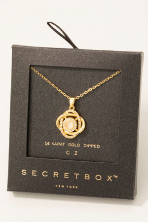 Secret Box Gold Dipped Intricate Cz Pave Spinner Necklace