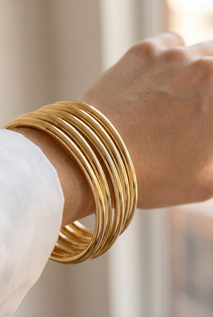 5Pc Metallic Bangle Bracelet Set