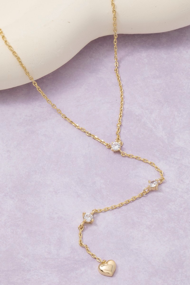 Secret Box Gold Dipped Heart Cz Y Chain Necklace