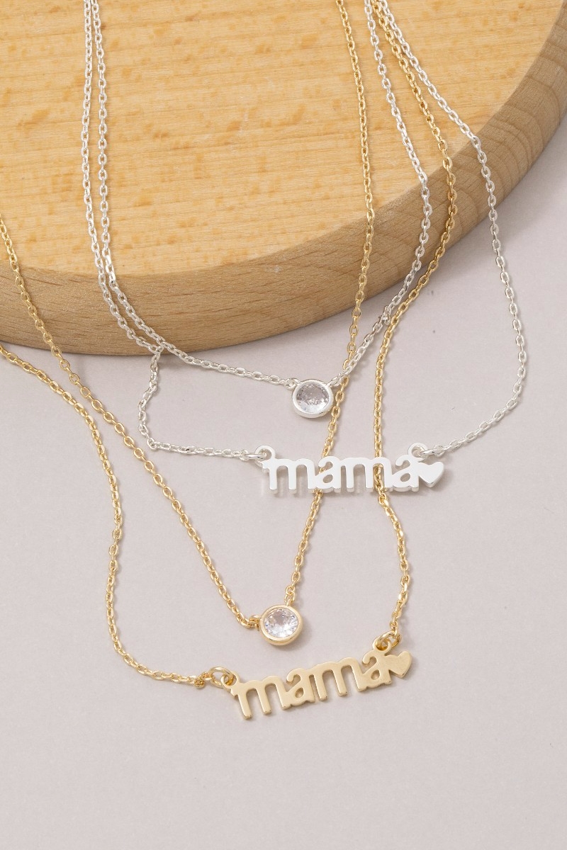 14K Gold Dipped Layered Mama Cz Necklace