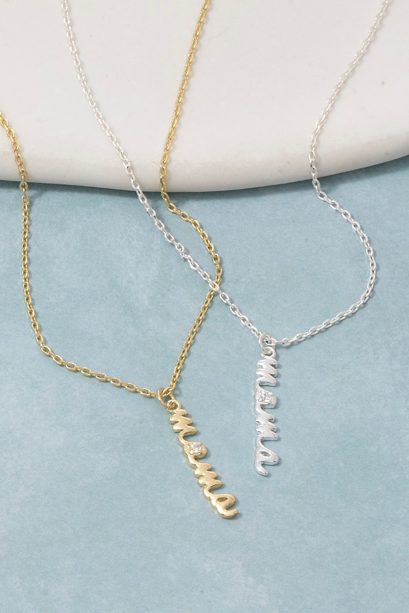14K Gold Dipped Mama Script Pendant Necklace