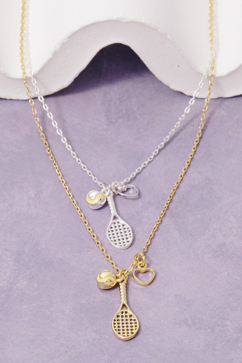Secret Box Gold Dipped Tennis Theme Pendant Necklace