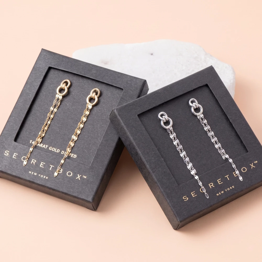 Double Ring Chain Tassel Drop Earrings