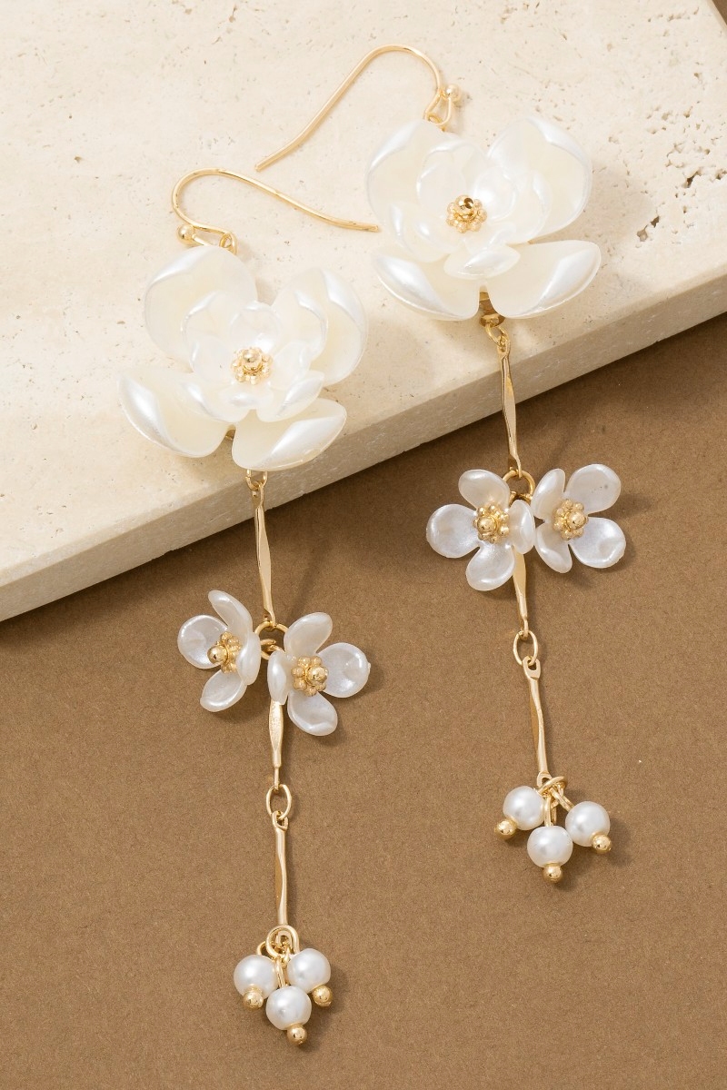 Acrylic Floral Chain Dangle Earrings