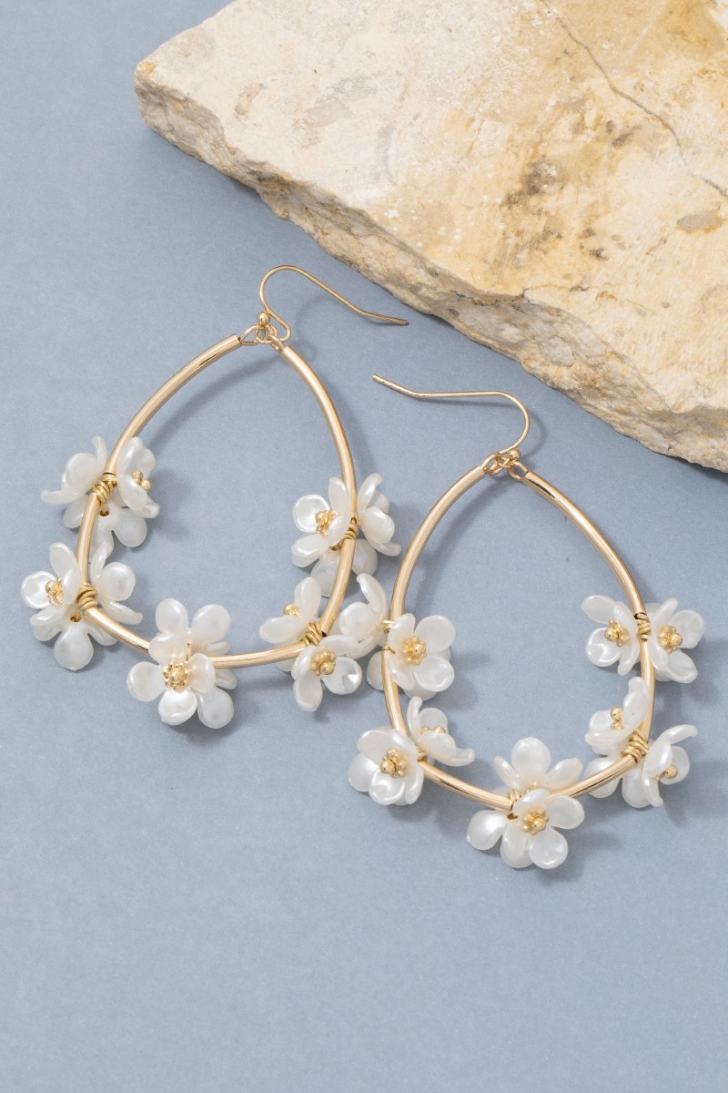 Acrylic Floral Teardrop Dangle Earrings