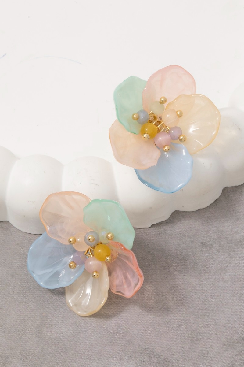 Colorful Acrylic Flower Petals Stud Earrings