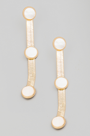 Pearly Disc Snake Chain Dangle Earrings